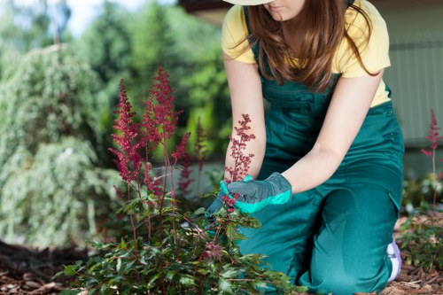 Professional gardeners in Hook working on flower beds and outdoor borders